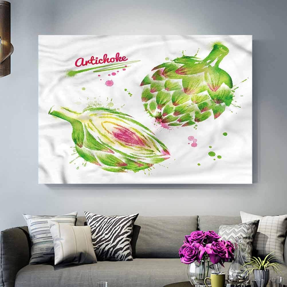ParadiseDecor Wall Panels for Interior Wall Decor Artichoke,Watercolor Super Food Teacher Appreciation Gifts Under 10.00 L36 x H24 Inch