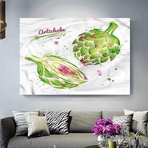 ParadiseDecor Wall Panels for Interior Wall Decor Artichoke,Watercolor Super Food Teacher Appreciation Gifts Under 10.00 L36 x H24 Inch