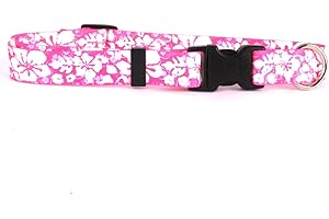 Yellow Dog Design Island Floral Pink Dog Collar Fits Neck 14 to 20"/4" Wide, Medium 3/4" Wide