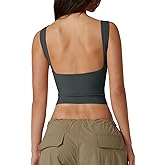 QINSEN Women's Sexy Open Back Sleeveless Crop Tank High Neck Slim Fit Cropped Tee Shirt Y2k Tops
