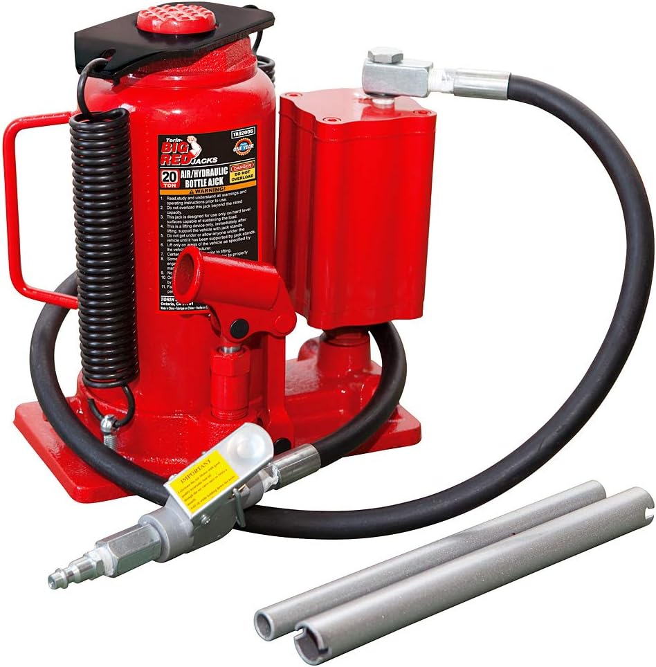 BIG RED TA92006 Torin Pneumatic Air Hydraulic Bottle Jack with Manual Hand Pump, 20 Ton (40,000 lb) Capacity, Red: Automotive