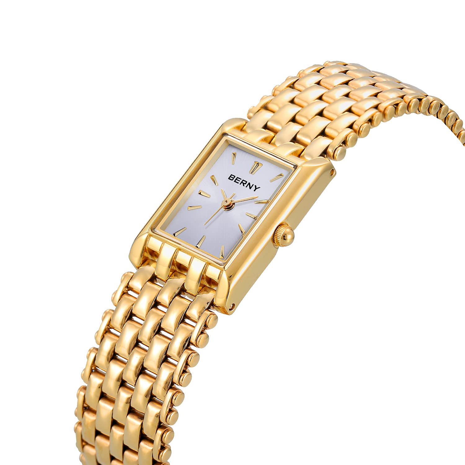 BERNY Gold Watches for Women Updated Ladies Quartz Wrist Watches Stainless Steel Band Womens Small Gold Watch Luxury Casual Fashion Bracelet Tools Included