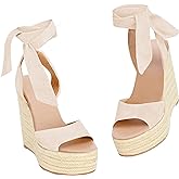Womens Espadrilles Wedges Sandals Heels Open Toe Tie Lace Up Platform Ankle Strap Summer Dress Shoes