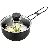 Tadka Pan with Lid, Small Saucepan with Lid, Deep Sauce Pan with Pour Spout, Stainless Steel Small Pot with Long Handle, Ideal for Saag, Dal, Kadhi, Dhokla and Indian Cooking (4.57 Inch Diameter)