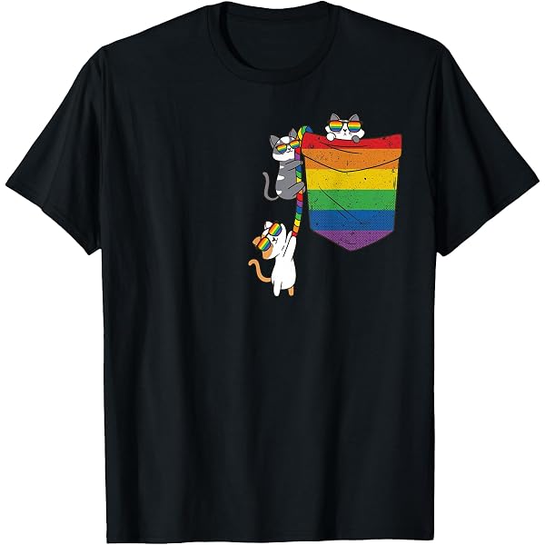 T-shirt Homme LGBT Gay Pride Avec Chat - Coton Gildan Heavy, Coupe Loose, Neuf Sur Commande