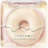 JUDYDOLL Starlight Highlighting Powder, Face Highlighter,Buildable Finishes from Natural to Sparkle, Photo-Ready Glow for All Skin Tones,Luminous &amp; Translucent (01 Greamy Glow)