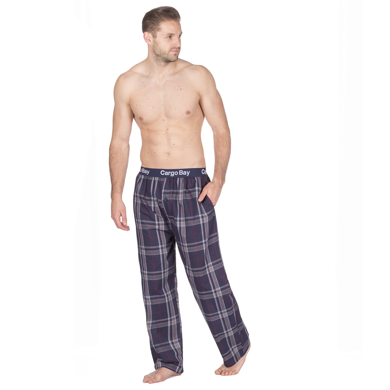 Cargo Bay Mens Cotton Jersey Pyjama Set with Jacquard Waistband Men's