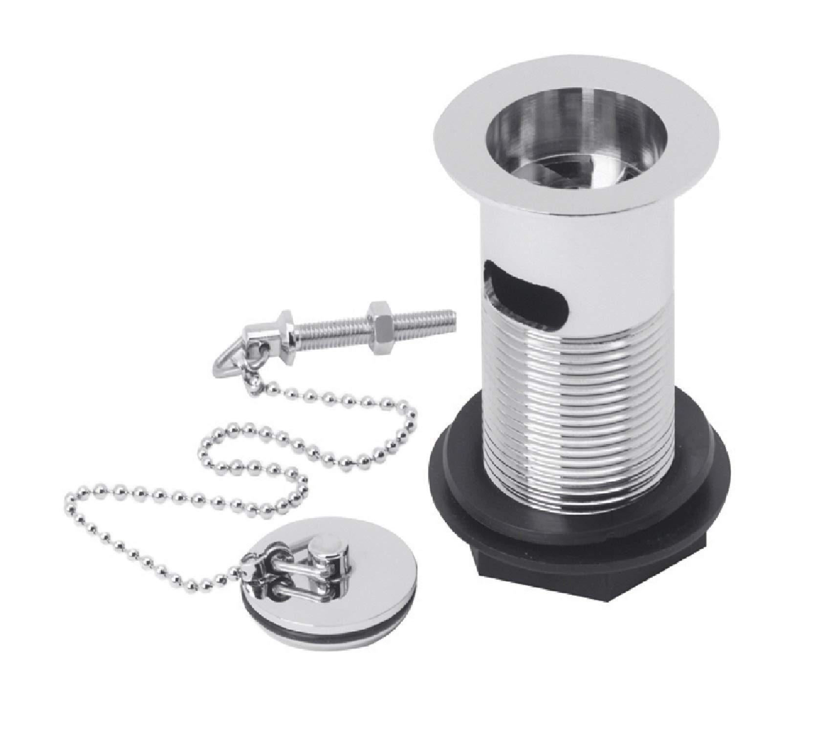 Nuie E303 ǀ Modern Bathroom Contract Basin Waste with Poly Plug and Ball Chain, 88mm x 60mm, Chrome | Simple