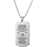 VIMIEW To My Son Dog Tag Pendant Mens Inspirational Chains Necklace Gift For Son From Dad Mom,Christmas Mother's Day Birthday Mitzvah gift for Men Teen Boys.
