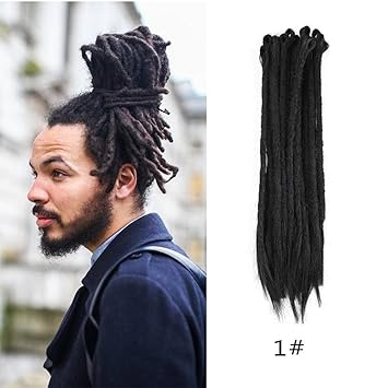 30 Strands 1 Black Color Haiquan Handmade Dreadlocks Extensions