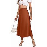 Women's Satin Skirts Dressy Casual 2025 Fall High Waisted Cocktail Silk Glossy Wedding Flowy Elegant A Line Long Skirt