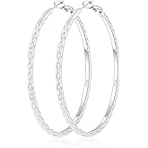 BMMYE Gold Hoop Earrings for Women Lightweight 14K Gold Plated Earrings Hypoallergenic Earrings Big Hoop Earrings for Women 40/50/60/70MM