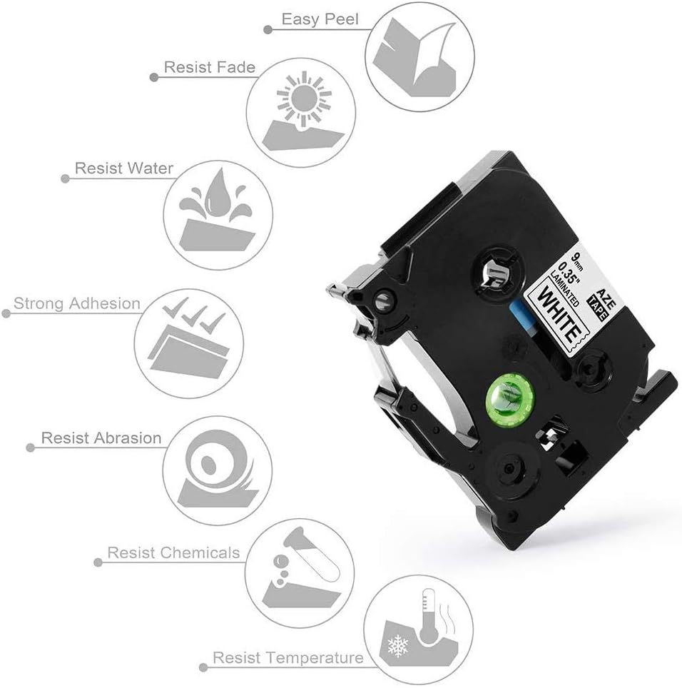 Suminey Compatible Label Tape Replacement for Brother P-Touch Tze-221 9mm x 8m Laminated Tape Black on White,TZe 221 Label Tape Cassette TZe221 Work with Brother PT-H101C H110 H105 900 1000 1010 - Image 5
