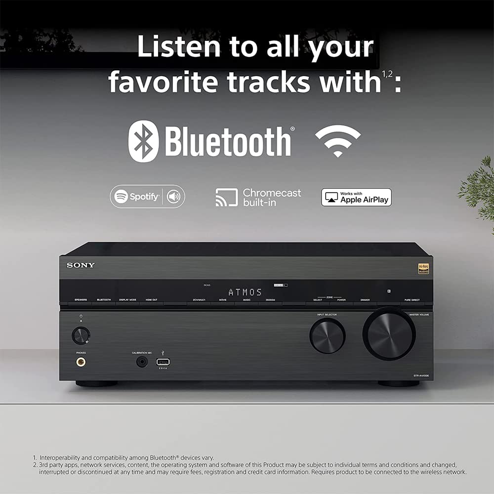 Sony STR-AN1000 7.2 Channel Home Theater 8K A/V Receiver Bundle with 26 Month CPS Extended Protection Pack