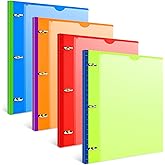 INFUN 1 Inch Telescoping 3 Ring Binder - 4PCS, Flexible Round Binder with Customizable Front Cover and Clear Catalog Pocket, 1 Inch Rings, 225 Sheet Capacity- Green, Red, Orange, Blue