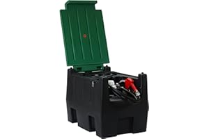 JOPHUN 58 Gallon Portable Diesel Tank & 12 GPM Flow Rate, with 12V Electric Fuel Transfer Pump, with Battery Clamps 13FT Electric Wire etc, Auto Fuel Nozzle, Black