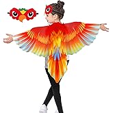 IROLEHOME Bird-Costume-Parrot-Wings for Kids with Bird Headbands, Boys Girls Eagle Dress-up Cape Christmas Gifts Party Favors