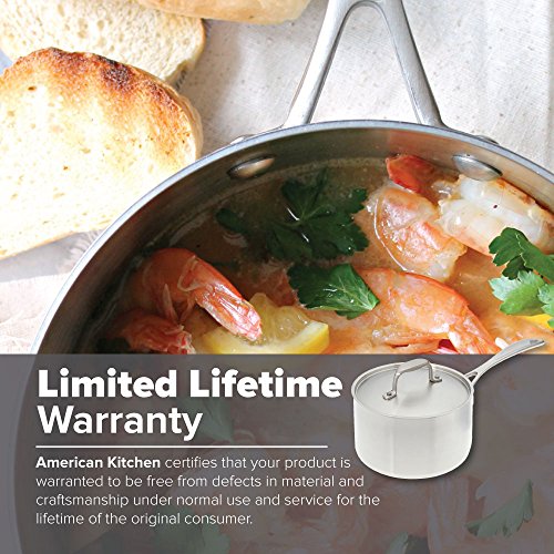 Stainless Steel Saucepan-American Kitchen 3-Quart Premium Stainless Steel Saucepan - Superior Heat Conductivity - Tri-Ply Construction - 6-In Stainless Steel Lid - Dishwasher Safe - Made in USA - Thumbnail 5