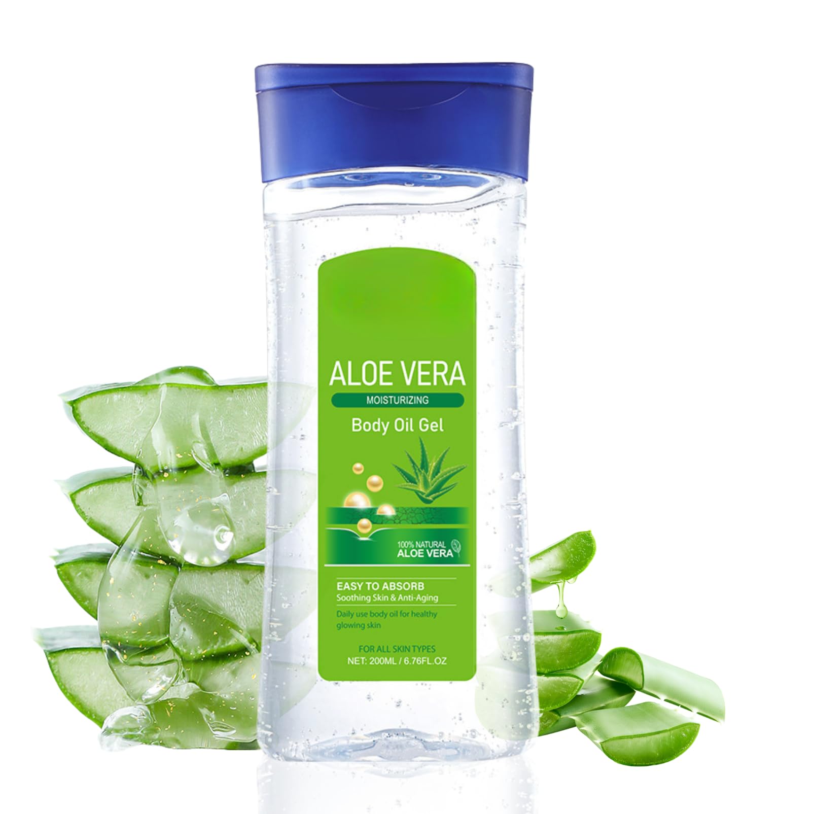 Moisture Aloe Vera Oil Gel- Body Oils Gel Care - 100% Aloe Vera Extract Moisturiser for Dry Skin - Calm Skin Body Oil for Skin Cooling, Soothing, Refreshing - Vegan Cruelty-free — image 1