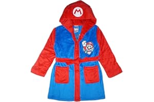 SUPER MARIO Little/Big Boys' Soft Hooded Fleece Sleepwear Bathrobe - Plush Robe for Kids