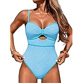 ChiaoLezhee Womens One Piece Cutout Swimsuit, Sexy Tummy Control Bathing Suit, Color Block Monokini, 2026 Retro Swimwear