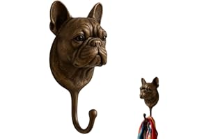 French Bulldog Wall Hook, Vintage 3D Animal Shaped Hook, Nail Mounted Key Coat Hat Hanger, Ideal for Entryway, Bathroom, & Ki