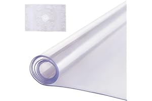 VEVOR Plastic Table Cover, 40 x 80 Inch 2.0 mm Thick Clear Table Protector, Rectangle PVC Desk Mat, Waterproof & Easy Cleanin