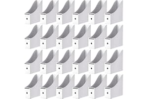 Thenshop 24 Pcs Cardboard Magazine File Holders Magazine Book Bin Box with Label Sticker Paper Organizer Storage Folder for Desk Shelves School Classroom Office Supplies(Classic,White)