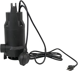1/3 HP Submersible Sump Pump, Thermoplastic 115V 60Hz, 10 ft cord for flooding basement, bathroom