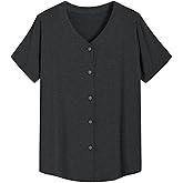 Latuza Women's Bamboo Viscose Pajama Top Button Up Sleep Shirt