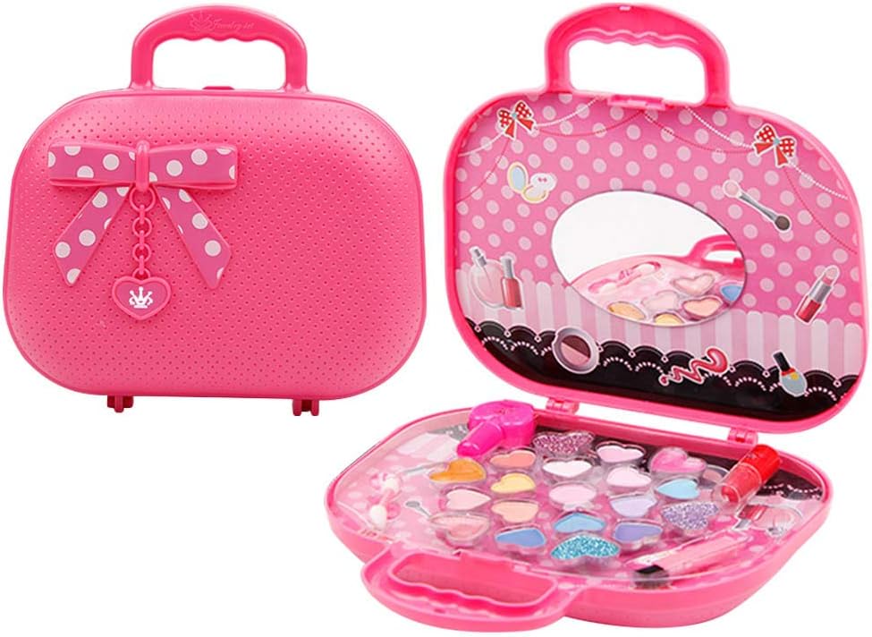 Kids Makeup Toys Kit for Girl, Washable Non Toxic Princess Cosmetic Set with a Carrying Case, Pretend Play Toy Set for Little Girls, Ages 3, 4, 5 6 Year Old Children