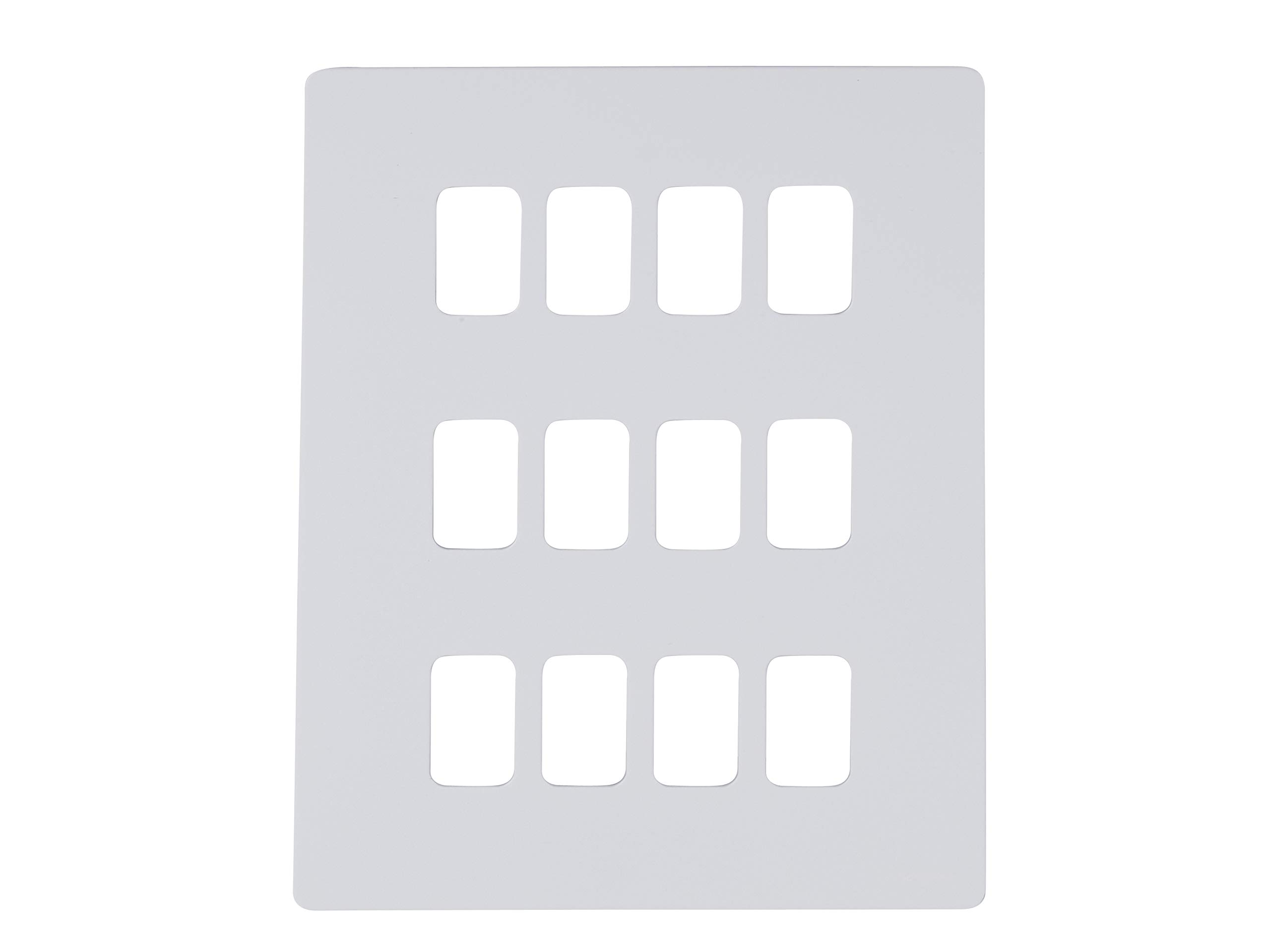 Schneider Electric Ultimate Screwless Flat Plate - 12 Gang Grid Faceplate, with Mounting Frame, GUGS12GPW, White
