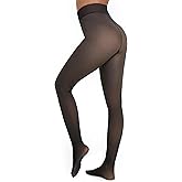 Apriddeo One-Seam Warm Fleece Lined Tights Women Fake Translucent Pantyhose High Waist Thermal Leggings Sheer Winter Tights