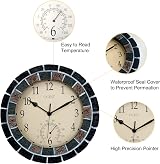 OCEST 10.5 Inch Waterproof Garden Clock with Thermometer, Silent Operation view 4