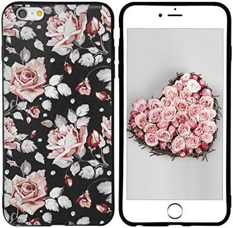 iPhone 6 Plus Case, iPhone 6S Plus Case, Riiloe 3D Embossed Flowers Floral Pattern, Apple Iphone 6 6S Plus Ultra Slim Anti-Scratch Light Case Cover for iPhone 6 6S Plus (5.5) inch (rose)