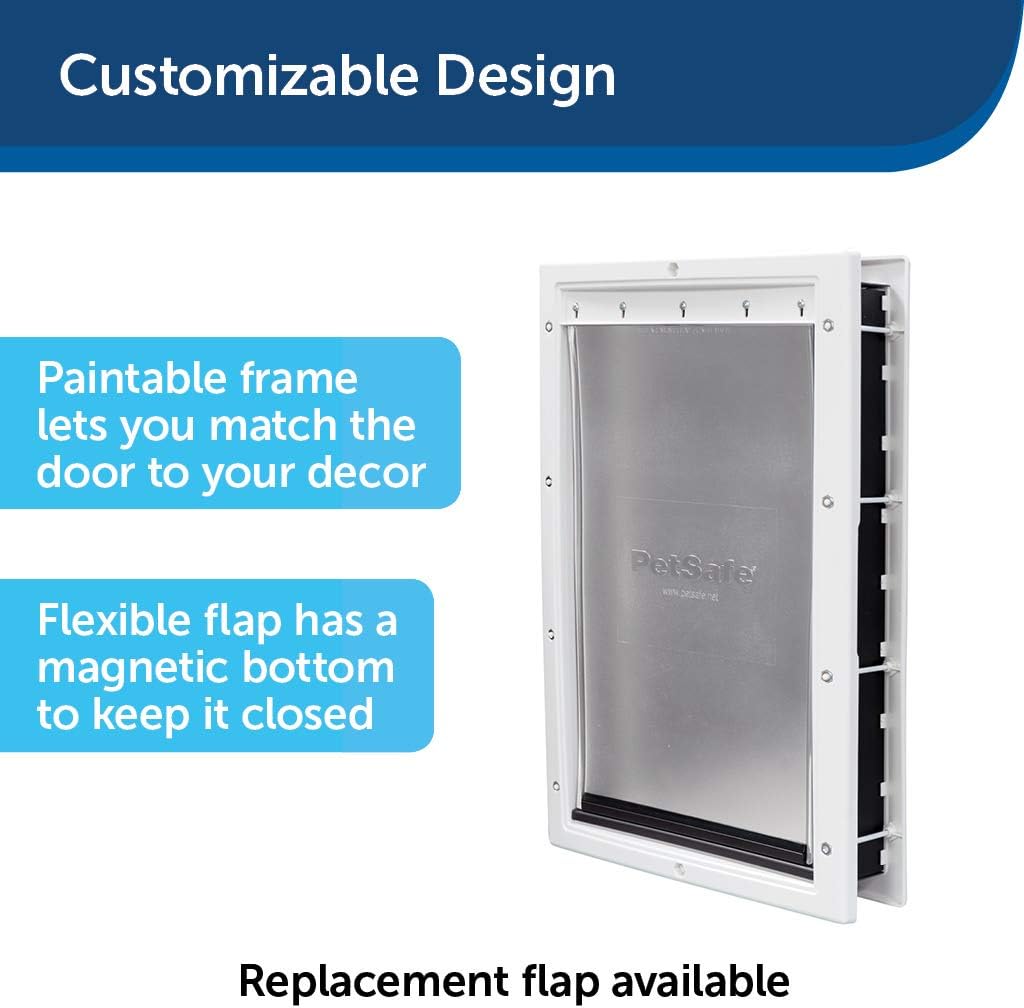 PetSafe Plastic Pet Door Small with Soft Tinted Flap, Paintable White Frame, for dogs under 15 lb : Petsafe Small Plastic Cat Door : Pet Supplies