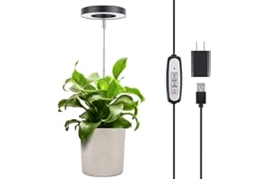 LORDEM Plant Grow Light, Full Spectrum LED Plant Light for Indoor Plants, Growing Lamp with Auto On/Off Timer 4/8/12H, 4 Dimmable Brightness, Ideal for Small Plants, Black