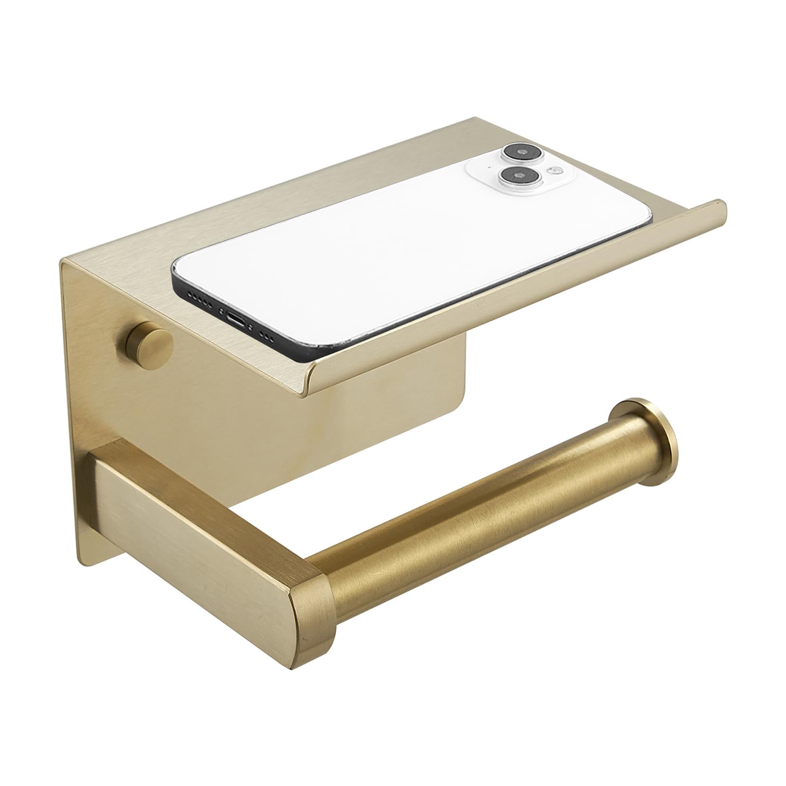 Photo 1 of Greenspring Toilet Paper Holder with Phone Shelf, Paper Holder Wall Mount, Stainless Steel Toilet Roll Storage for Bathroom, Brushed Gold