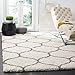 SAFAVIEH Hudson Shag Collection Accent Rug - 4' x 6', Ivory & Grey, Trellis Design, Non-Shedding & Easy Care, 2-inch Thick Ideal for High Traffic Areas in Entryway, Living Room, Bedroom (SGH280A)