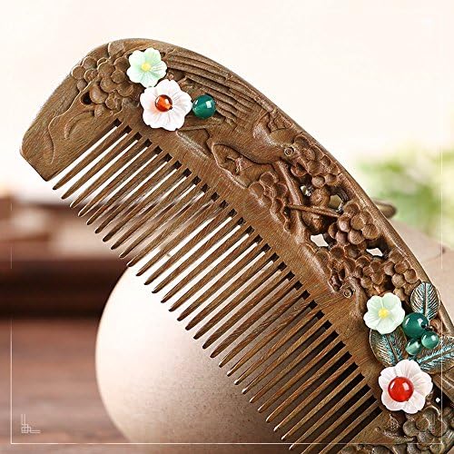 Usforest Natural Handmade Green Sandalwood Wide Tooth Hair Combs Natural Sandal wood Scent for Beautiful Hairs NO - Tangled and ANTI - Static
