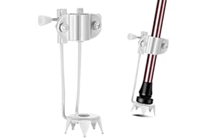 Ice Cane Tip Attachment - 5 Prong Retractable Folding Grip for Walking Sticks, Canes & Crutches - Heavy Duty Anti-Slip Snow &