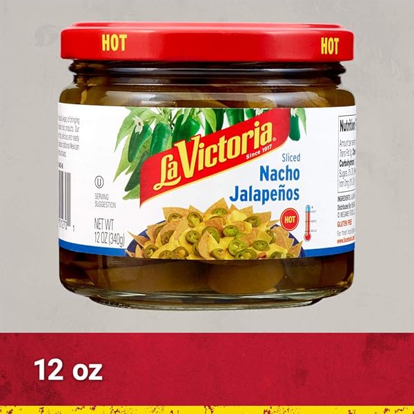LA VICTORIA NACHO SLICED JALAPEÑOS HOT, 12 OUNCE (PACK OF 12)