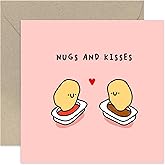 Old English Co. Cute Wedding Anniversary Card for Husband of Wife - Valentine's Day Card for Boyfriend or Girlfriend - 'Nugs and Kisses' Funny Whitty Food Pun Best Friend Gift | Blank Inside