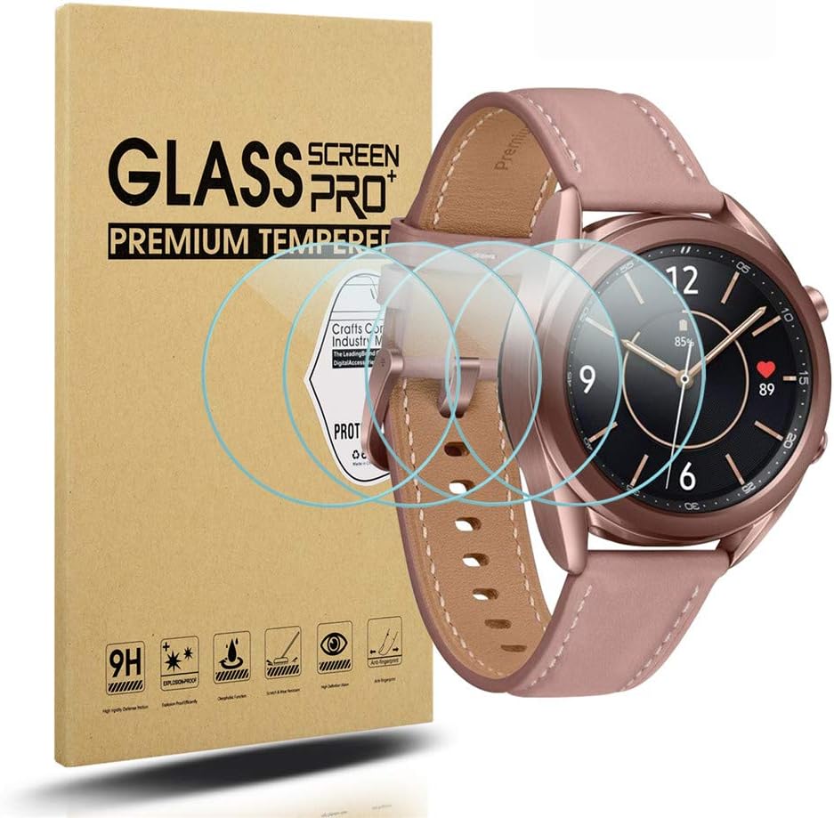Diruite 4-Pack Screen Protector for Samsung Galaxy Watch 41mm Tempered Glass,HD Anti-Scratch Screen Protector for Samsung Galaxy Watch 41mm Screen Protection Cover
