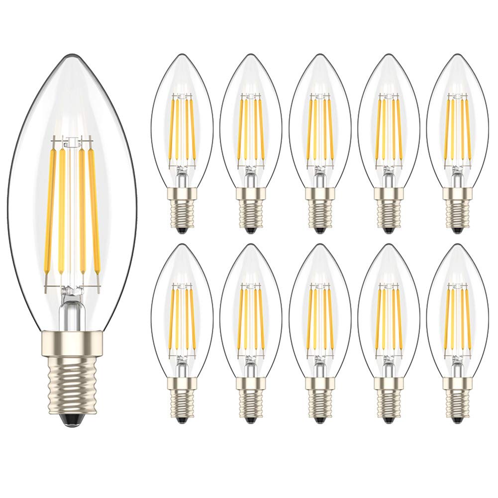 10 Pack 4W E14 Dimmable LED Candle C35 Light Bulbs Cool White 6000K 40W Incandescent Bulb Equivalent 360 Beam Angle