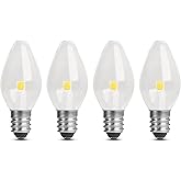 Feit Electric C7 Indoor LED Night Light Bulbs, 7W Equivalent, 30 Lumens, 5000K Daylight, E12 Cadelabra Base, 15,000-Hour Long-Life LED Night Light Replacements, BP7C7/850/LED/4, 4 Pack