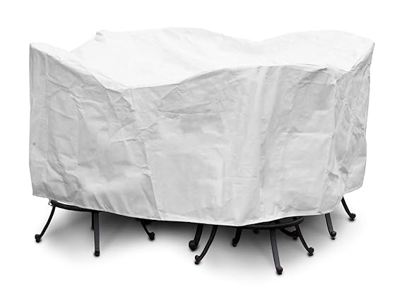 KOVERROOS SupraRoos 55251 Large Bar Set Cover with Umbrella Hole, 84-Inch Diameter by 40-Inch Height, White