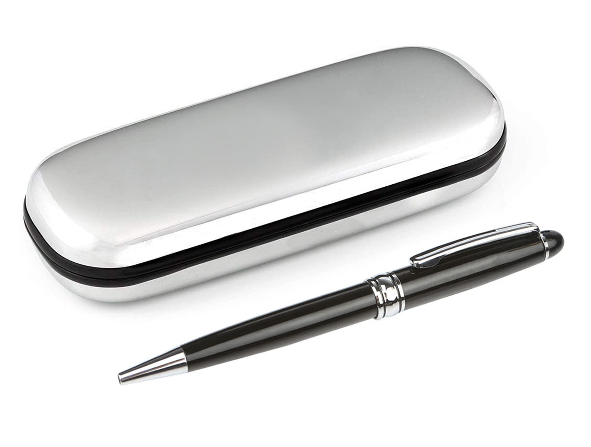 Paul Clover Luxury Ballpoint Pen and Chrome Presentation Case – Stunning Christmas, Anniversary, Graduation, Birthday Gift Set for Men and Women
