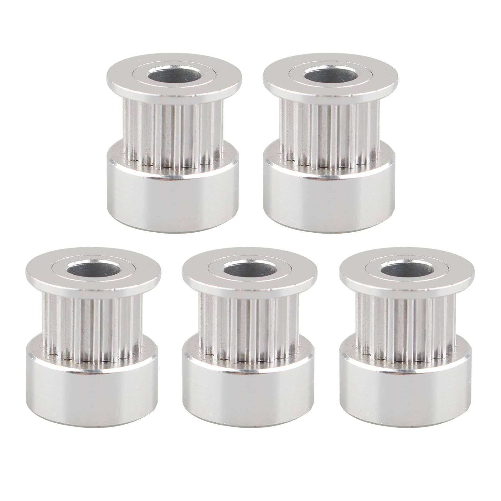 HALJIA 5PCS Aluminum GT2 Timing Belt Pulley 16 Teeth Flange Bore 5mm for 3D Printer 6mm Width Timing Belt