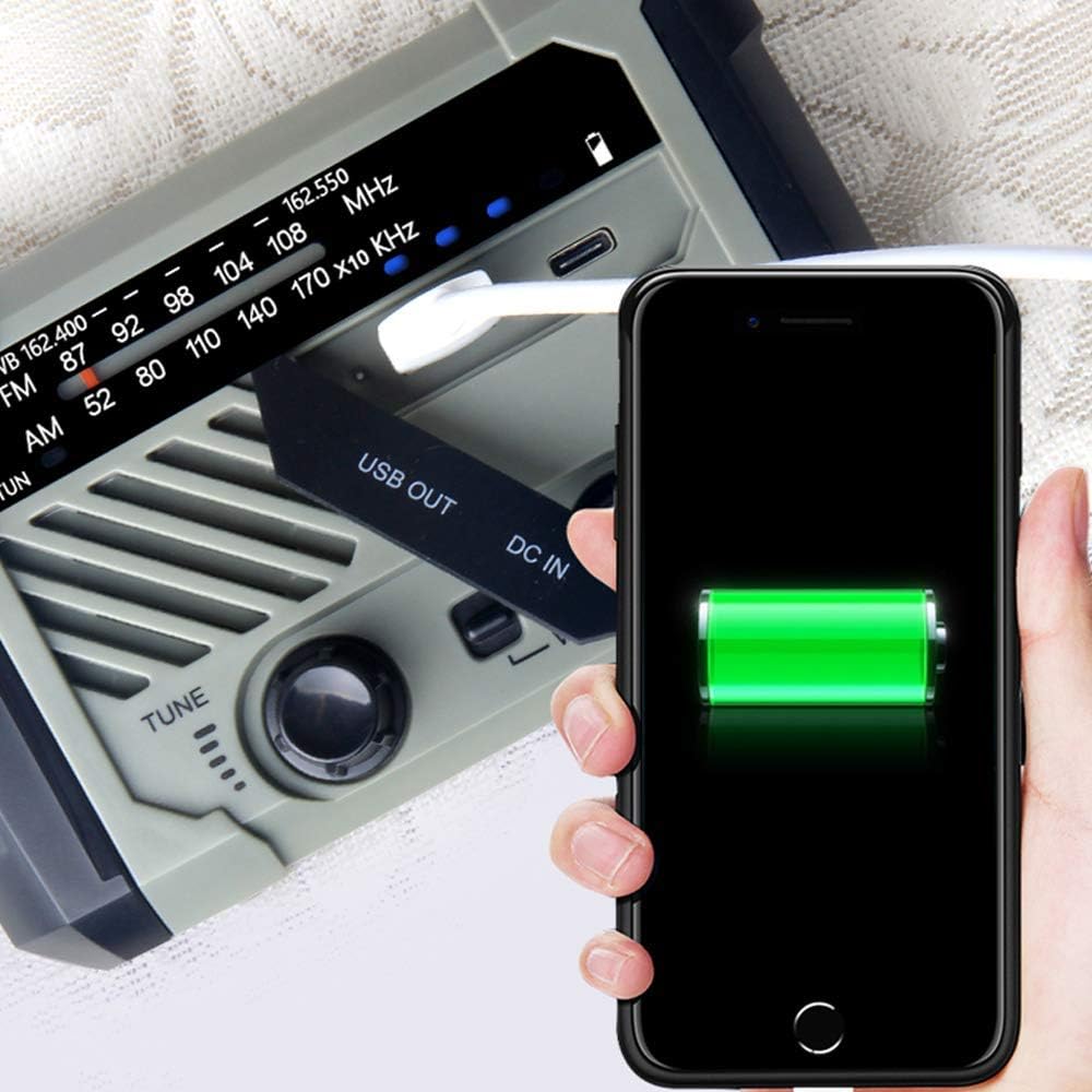 YIFENG Emergency Solar Hand Crank Portable Radio, NOAA Weather Radio for Household and Outdoor Emergency with AM/FM,Reading Lamp,LED Flashlight, USB Charger 2000mAh Power Bank and SOS Alarm: Home Audio & Theater